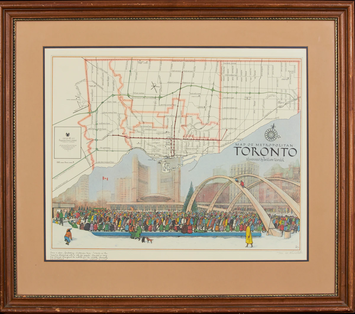 William Kurelek, Map of Metropolitan Toronto, lithograph, 1976