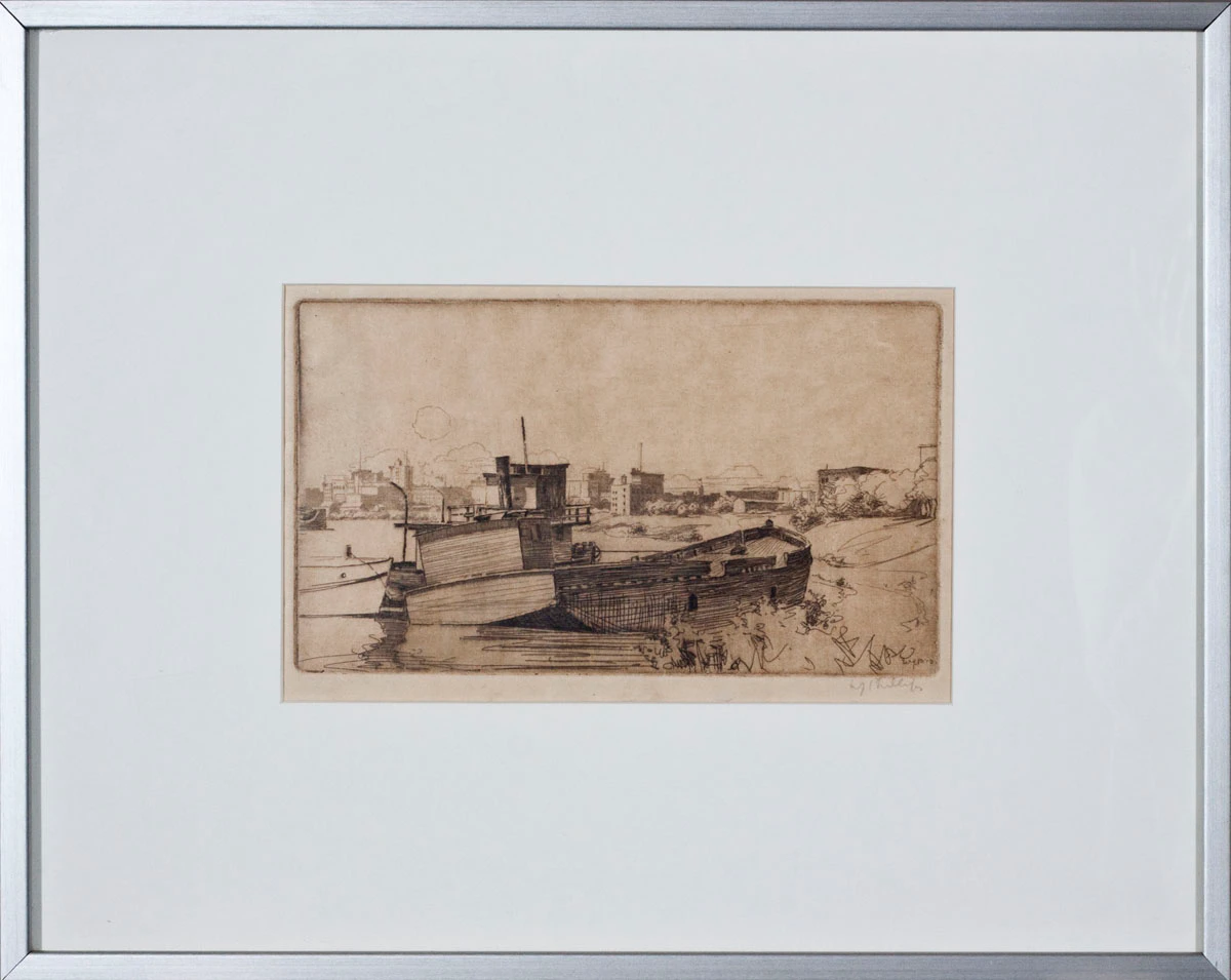 Walter Joseph Phillips, River At Winnipeg, etching, 1915