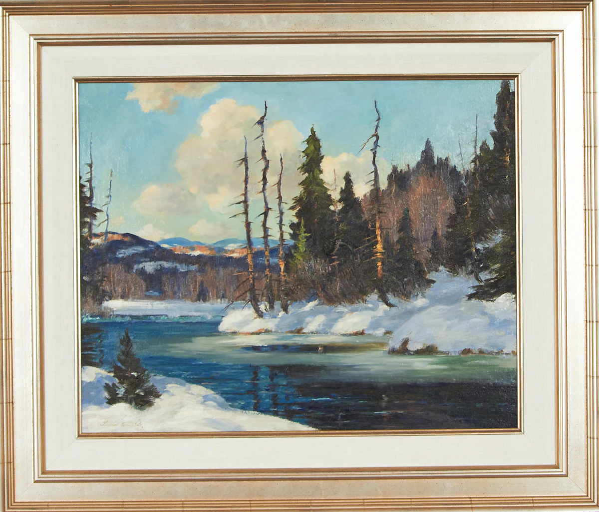 Thomas Hilton Garside, March Day on the North River, oil on board