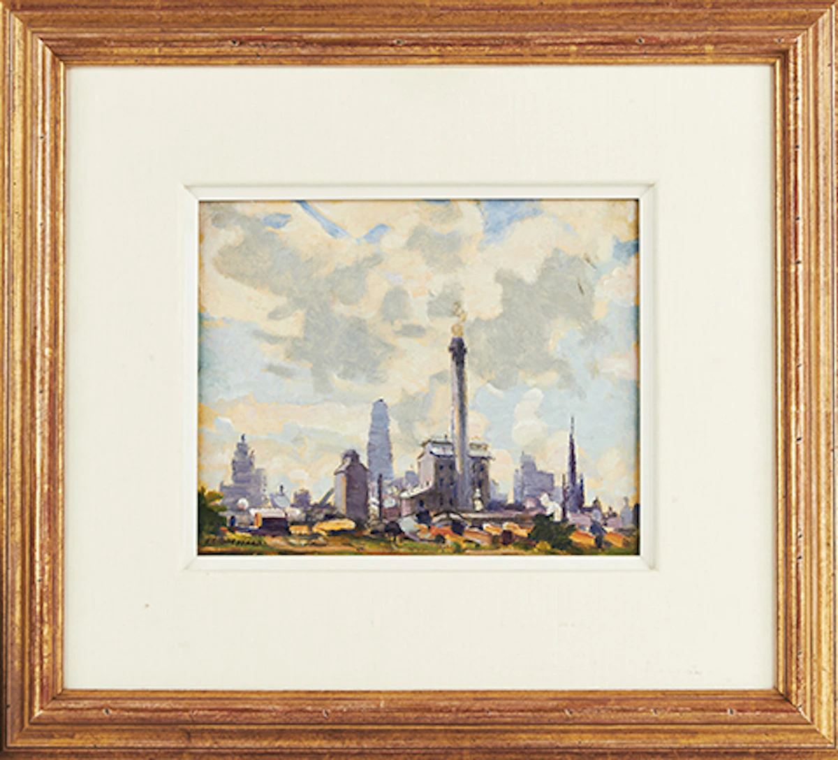 Peter Clapham Sheppard, By the Foot of Jarvis Street Toronto, oil on board, circa 1939