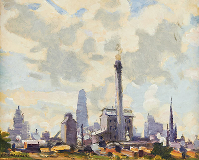 Peter Clapham Sheppard, By the Foot of Jarvis Street Toronto, oil on board, circa 1939 - view 2