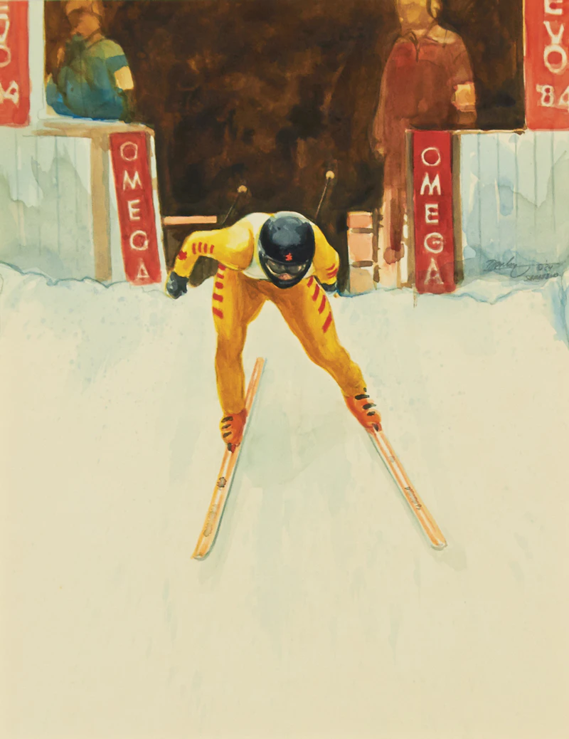 Kenneth Danby, Podborski’s Start (Sarajevo Olympics), 1984, watercolour - view 2
