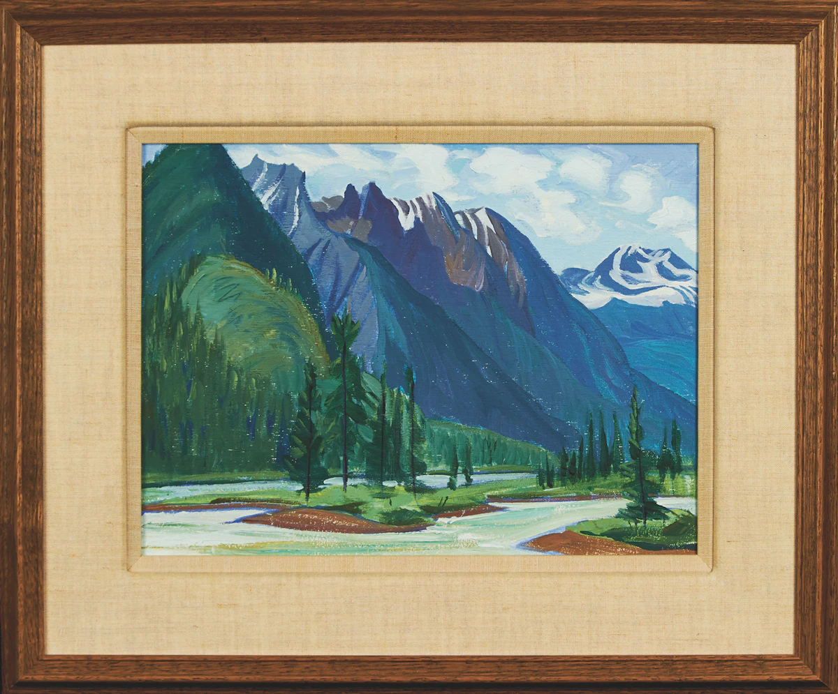 Doris Jean McCarthy, Athabaska River, North of Jasper, oil on board, 1977