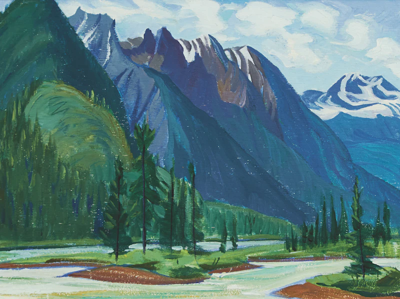 Doris Jean McCarthy, Athabaska River, North of Jasper, oil on board, 1977 - view 2