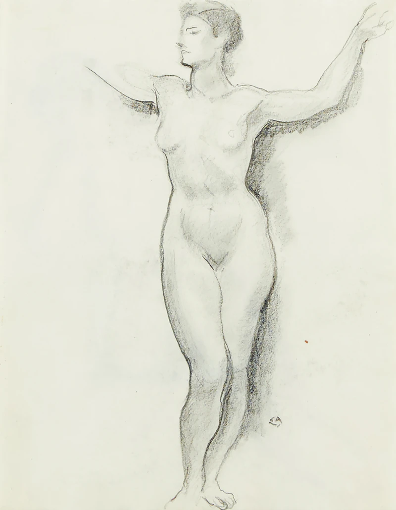 Edwin Headley Holgate, Nude, charcoal drawing - view 2