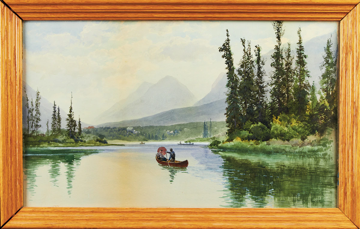 Frederic Marlett Bell-Smith, Western Canoeing Scene, watercolour, 1889