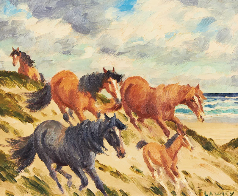 John Douglas Lawley, Sable Island Ponies, oil on canvas board - view 2