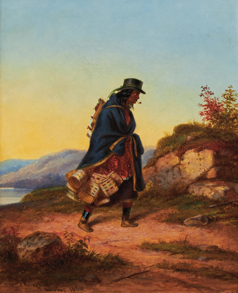 Cornelius Krieghoff, Basket Seller in Winter, oil on canvas, 1860 - view 2