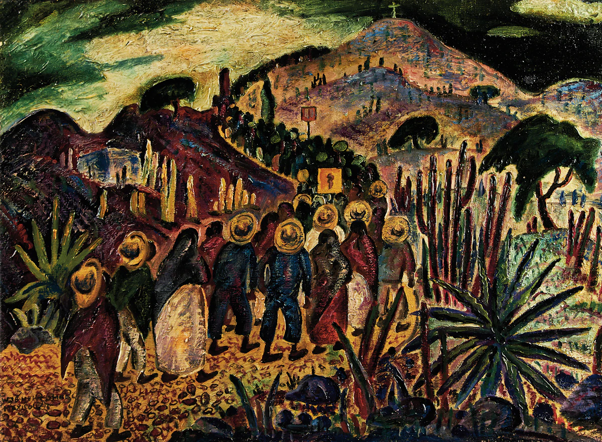 William John Bertram Newcombe, Mexican Pilgrimage, San Miguel De Allende, Mexico, oil on canvas, 1946