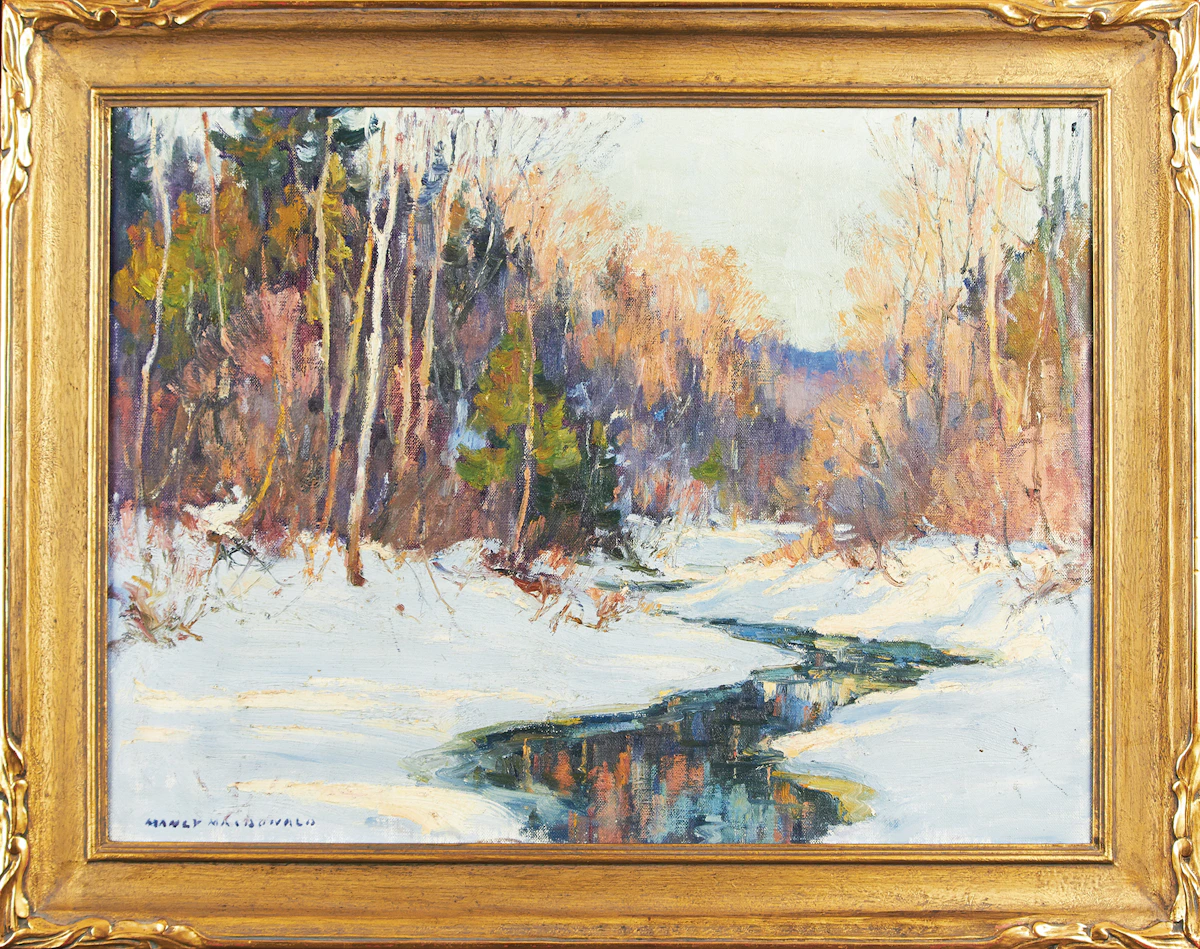 Manly Edward MacDonald, Winter Stream, oil on canvas