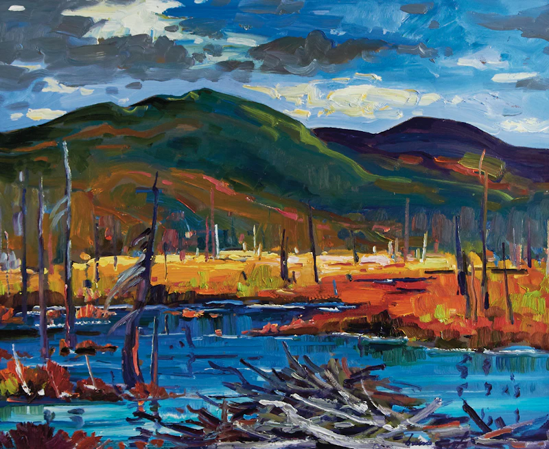 Bruno Côté, Beaver Dam, Lac a La Puce, oil on board - view 2