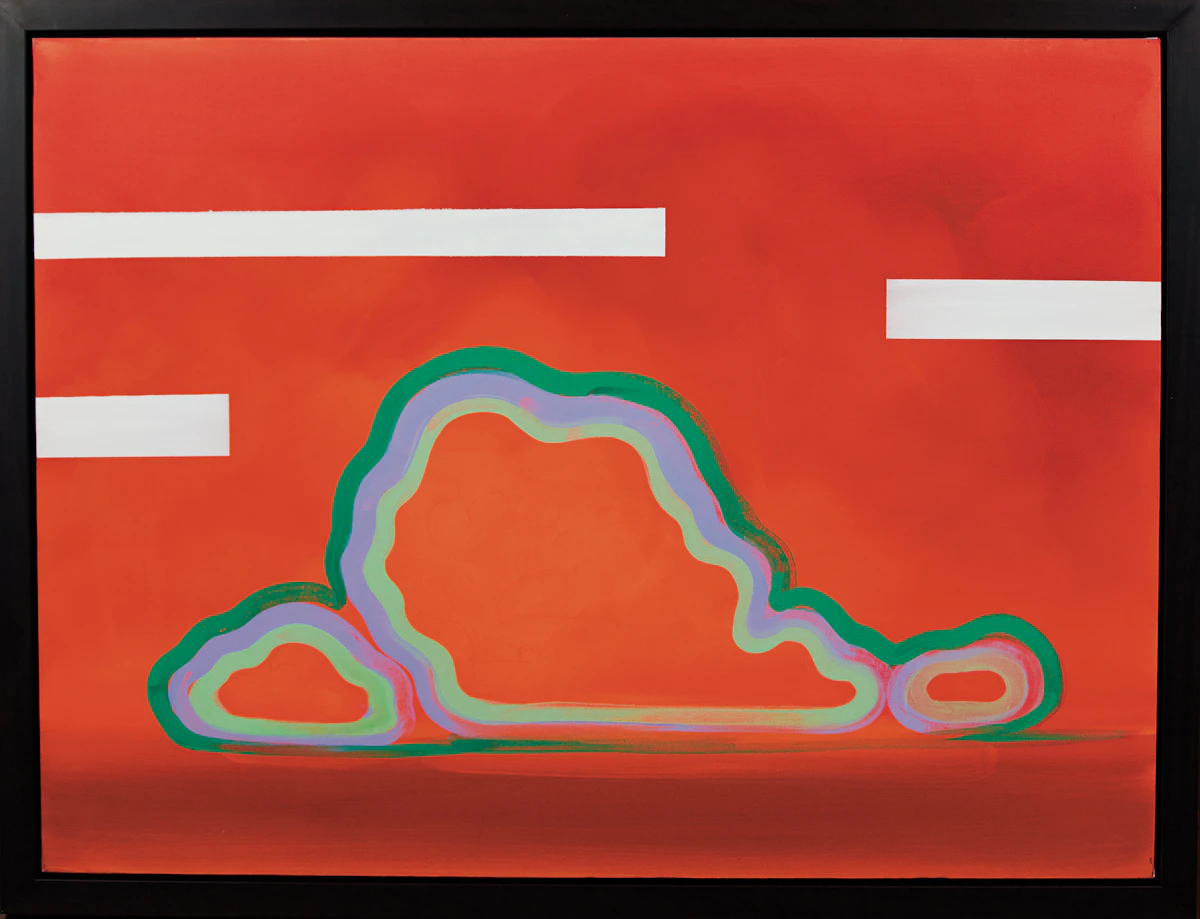 Wanda Koop, Green Zone (Brilliant Orange, White Interference), 2006, acrylic on canvas