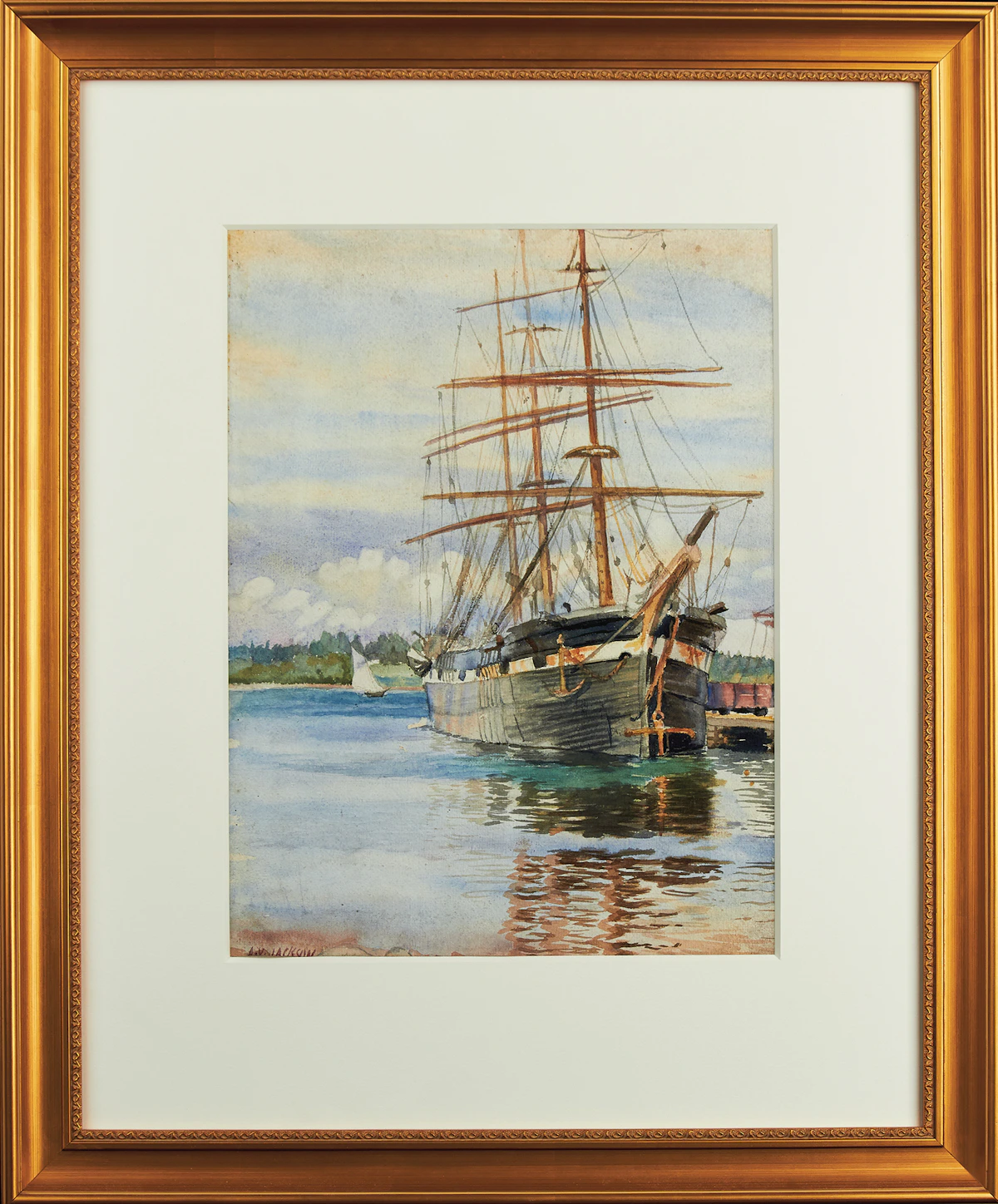 Alexander Young Jackson, Ship in Port (Pictou, N.S.), watercolour