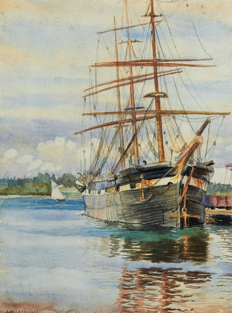 Alexander Young Jackson, Ship in Port (Pictou, N.S.), watercolour - view 2