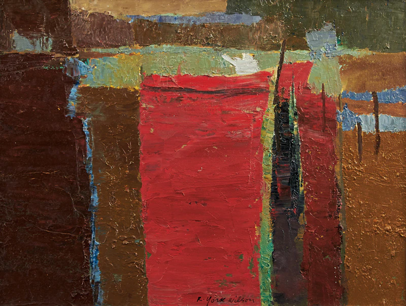 Ronald York Wilson, Red Boat, Mexico (1956), oil on board, 1956 - view 2