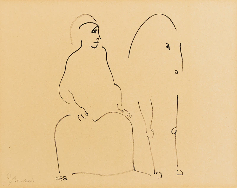 Jack Nichols, Unrelenting Critic, ink drawing - view 2