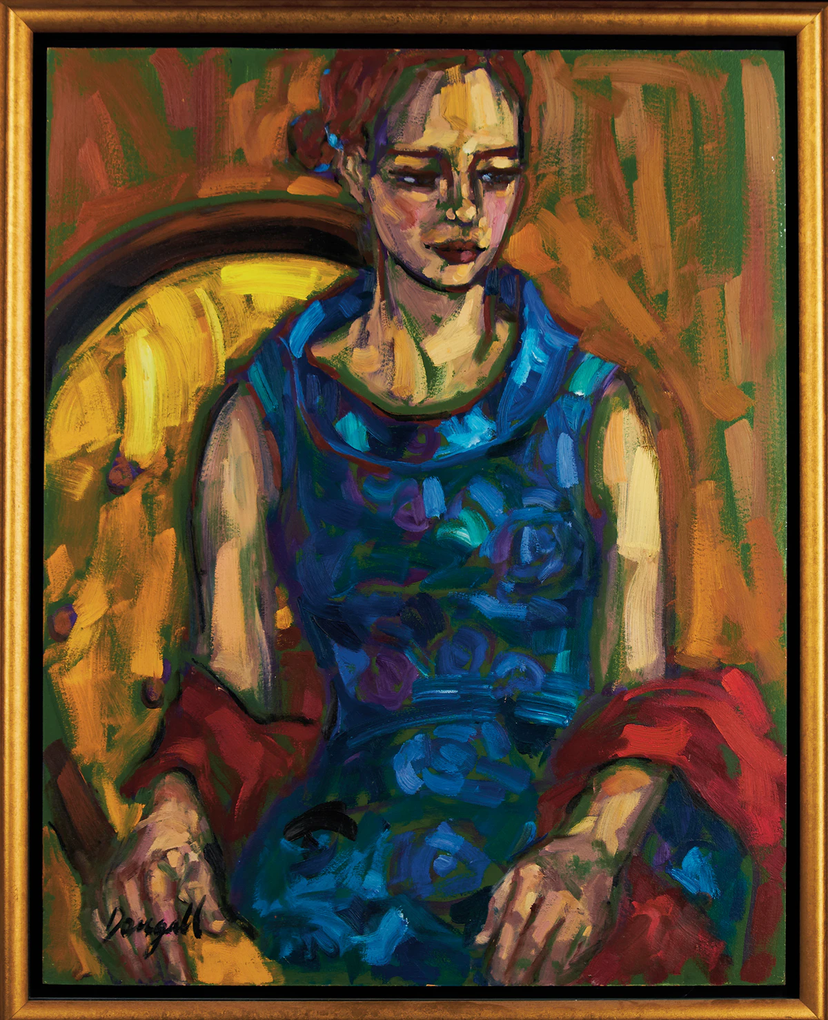 Jae Dougall, Catherine in her Blue Dress, oil on board