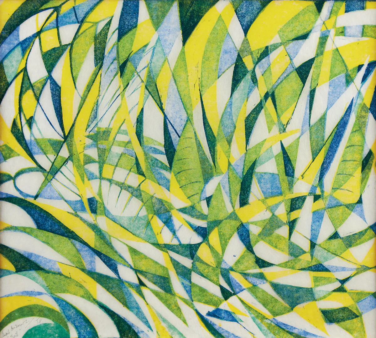 Sybil Andrews, Sails, 1960, colour linocut
