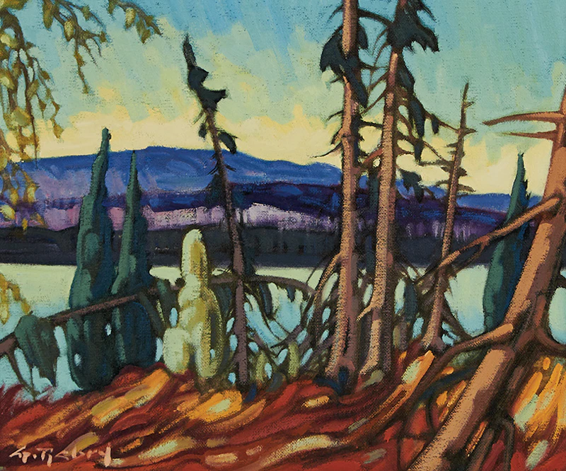Gaston Rebry, Sapinage au bord de l’eau, oil on canvas, 1994 - view 2