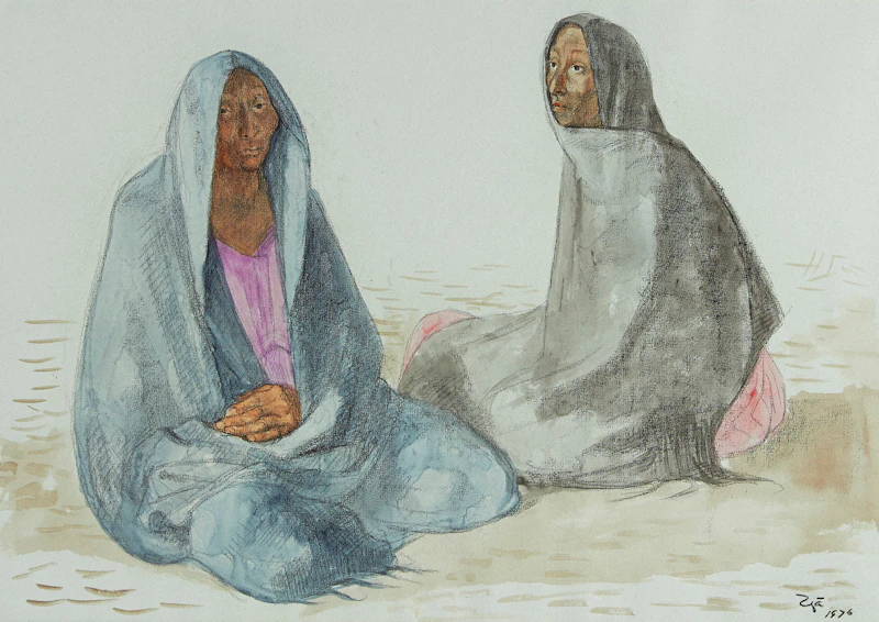 Dos Mujeres Sentadas Con Rebozos by Francisco Zúñiga