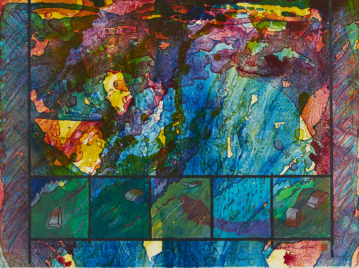 Don Holman, Untitled, lithograph and mixed media, 1978