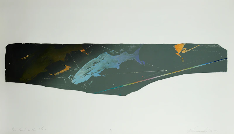 Otis Tamasauskas, Two Trout with Stone, lithograph, 1980 - view 2
