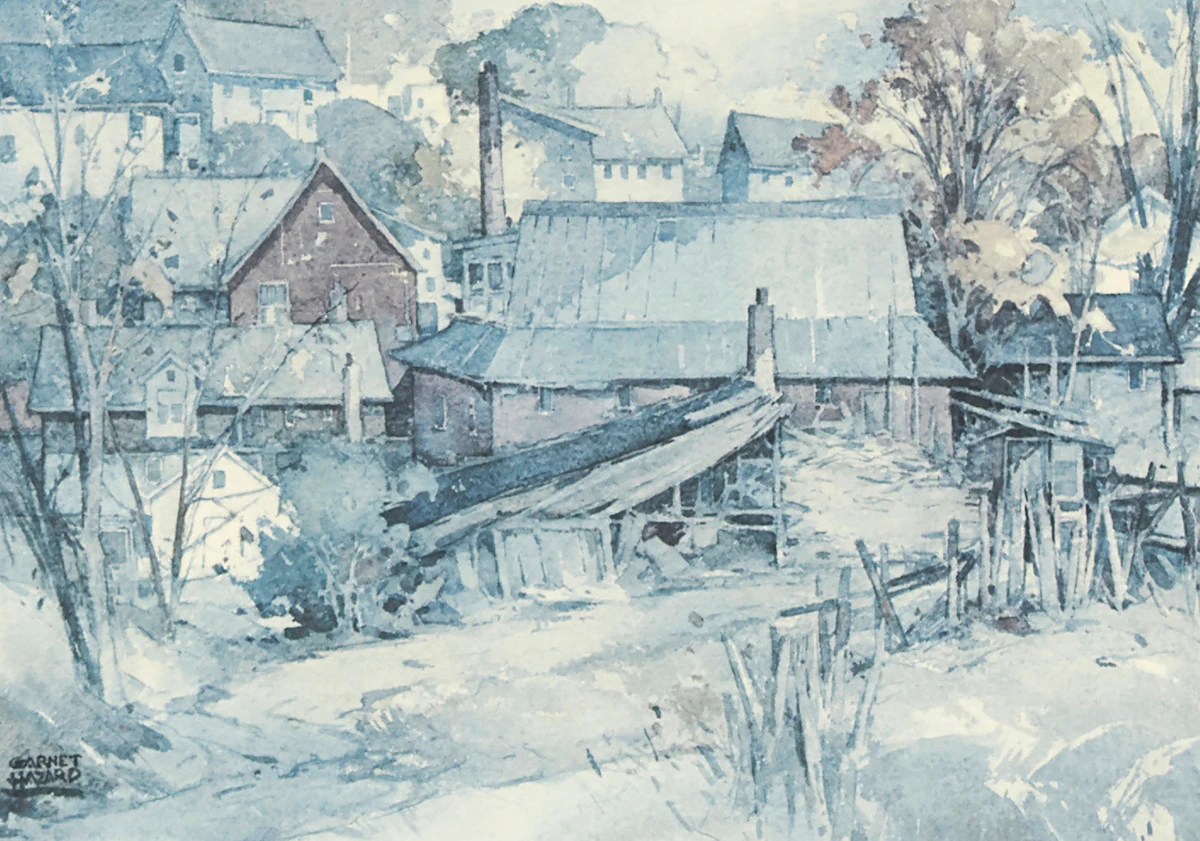 William Garnet Hazard, Harbour Morning; Village Mill, two prints