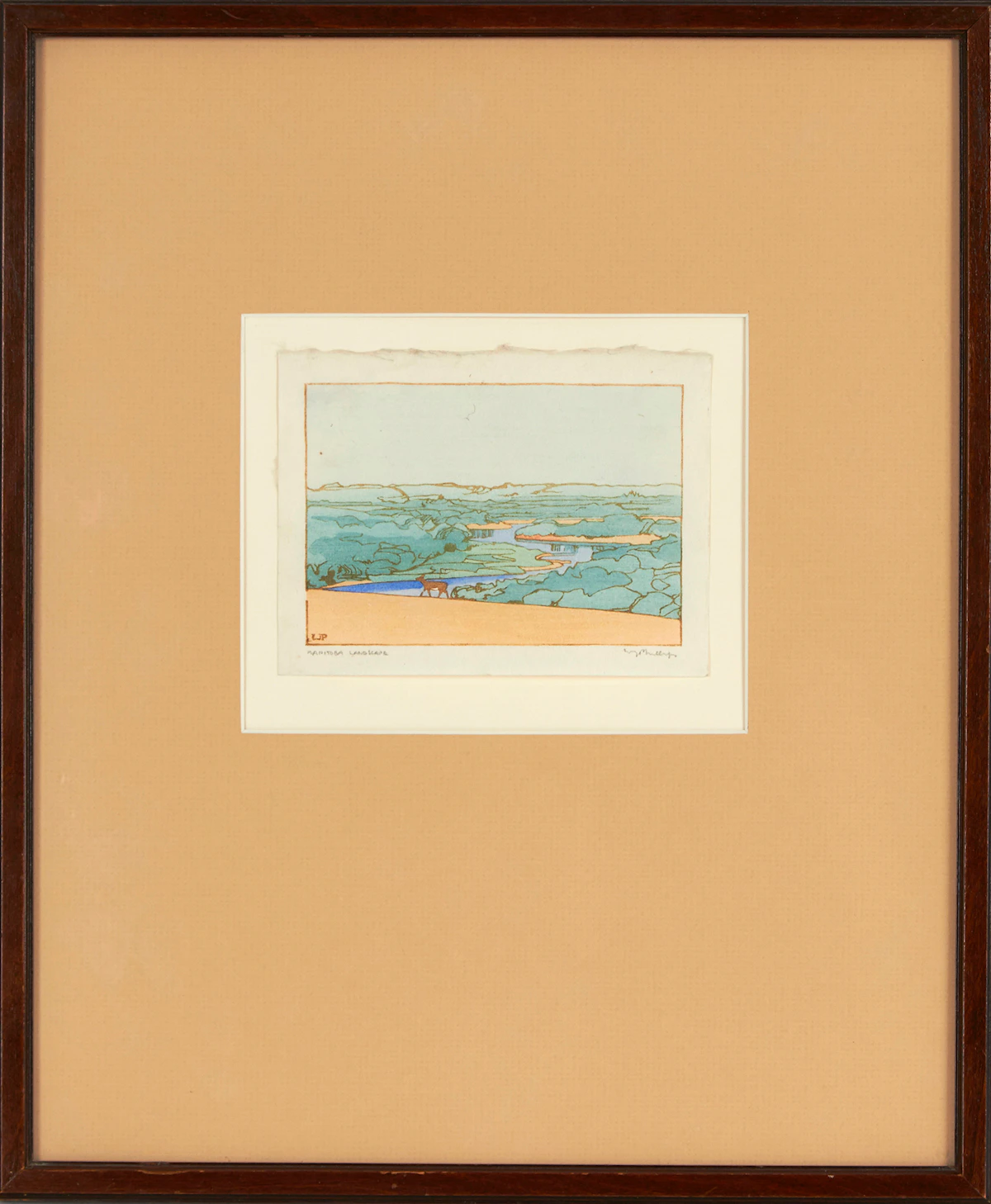Walter Joseph Phillips, Manitoba Landscape, colour woodcut