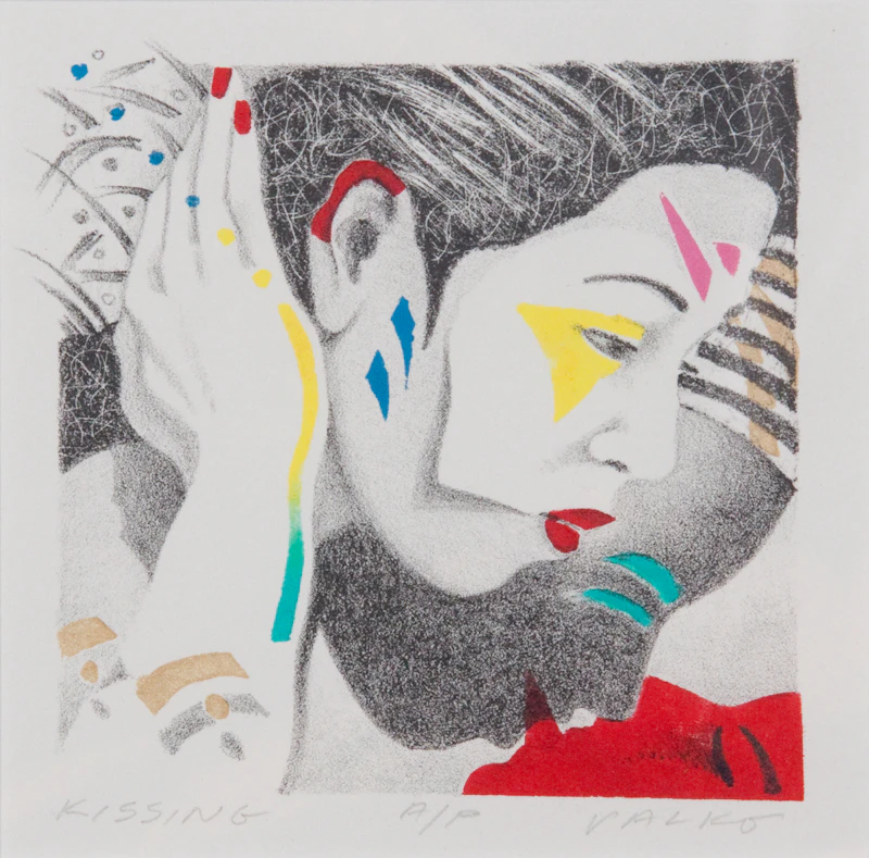 Andrew Valko, Three Artworks: Culminating; Kissing; Anticipating, lithograph and stencil - view 19