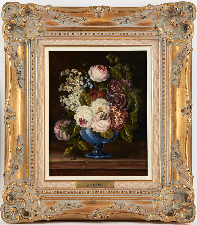 Johann Crepaz, Antique Flowers, oil on board - view 3