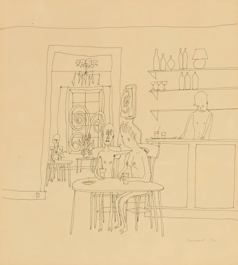 John Godfrey, Untitled (”Yonge Street Scene”); Untitled (”Airport Scene”), ink drawings, 1973 - view 3