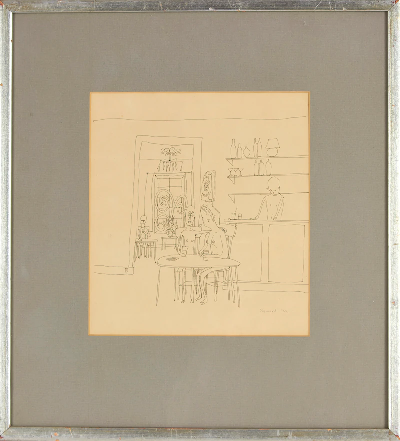 John Godfrey, Untitled (”Yonge Street Scene”); Untitled (”Airport Scene”), ink drawings, 1973 - view 6