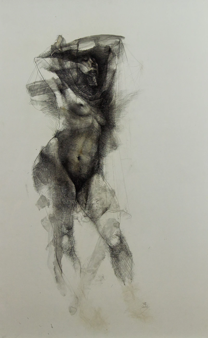 John Gould, Disrobing Number 12, mixed media on card - view 2