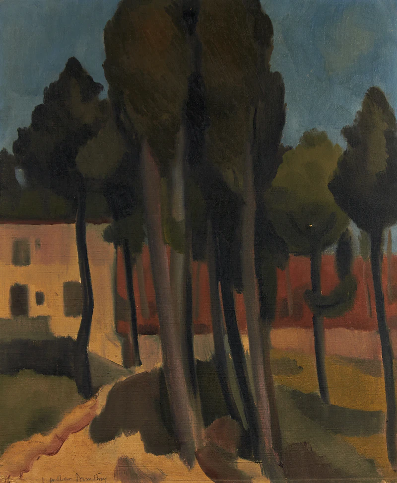 William Walton Armstrong, Cypress to Borgunto, Fielsole, oil on canvas, 1953 - view 2