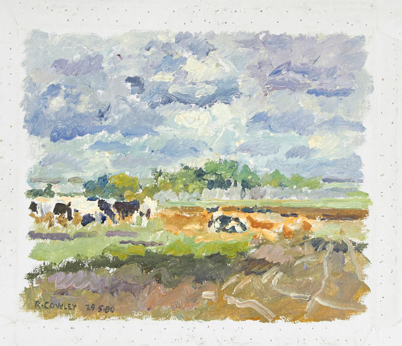 Reta Madeline Cowley, Pasture, Warman Area, oil on unstretched canvas, 1980 - view 2
