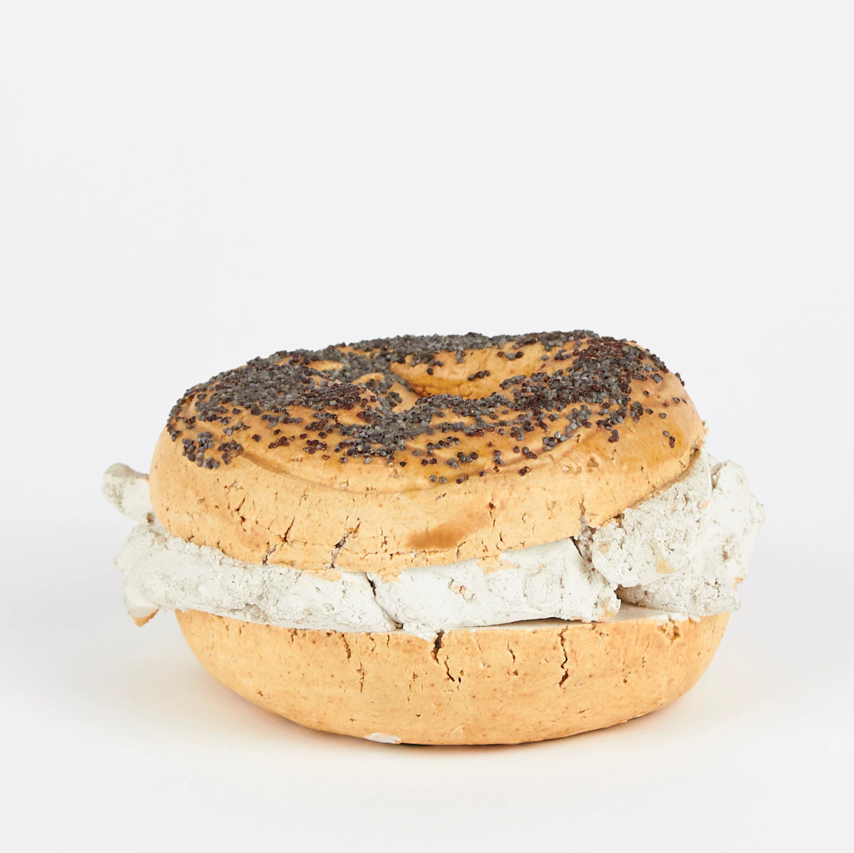 David James Gilhooly, Poppy Seed Bagel and Cream Cheese, glazed ceramic, 1977