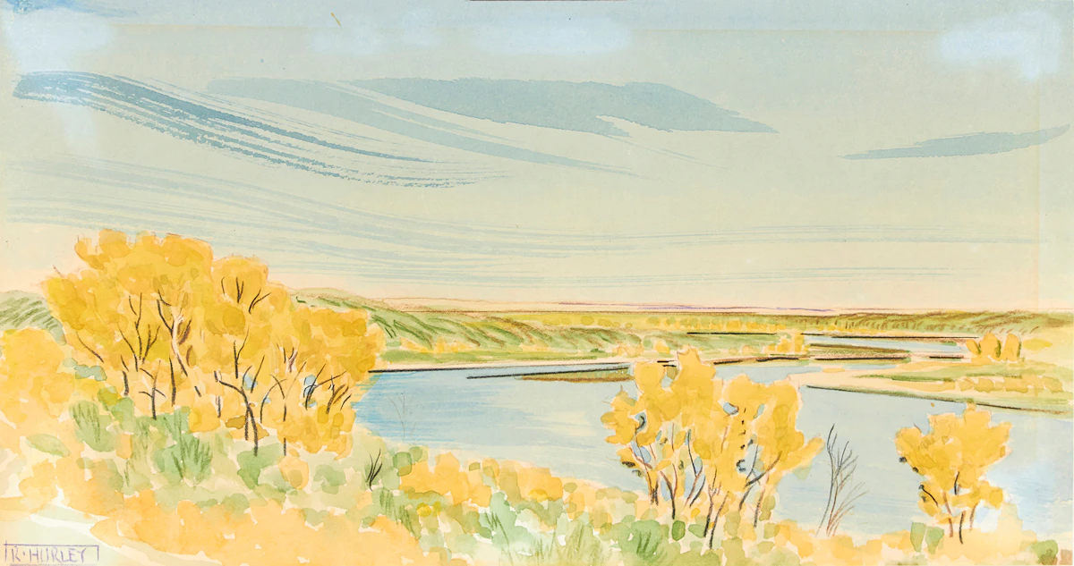 Robert N. Hurley, Saskatchewan River, watercolour