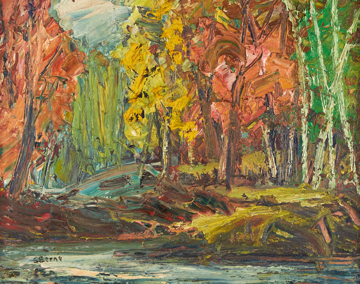 Sidney Berne, Fall Landscape, oil on board