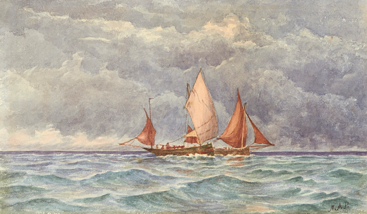 Canadian School, Ships at Sea, watercolour