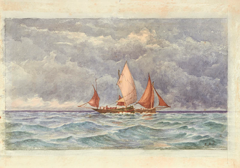 Canadian School, Ships at Sea, watercolour - view 2