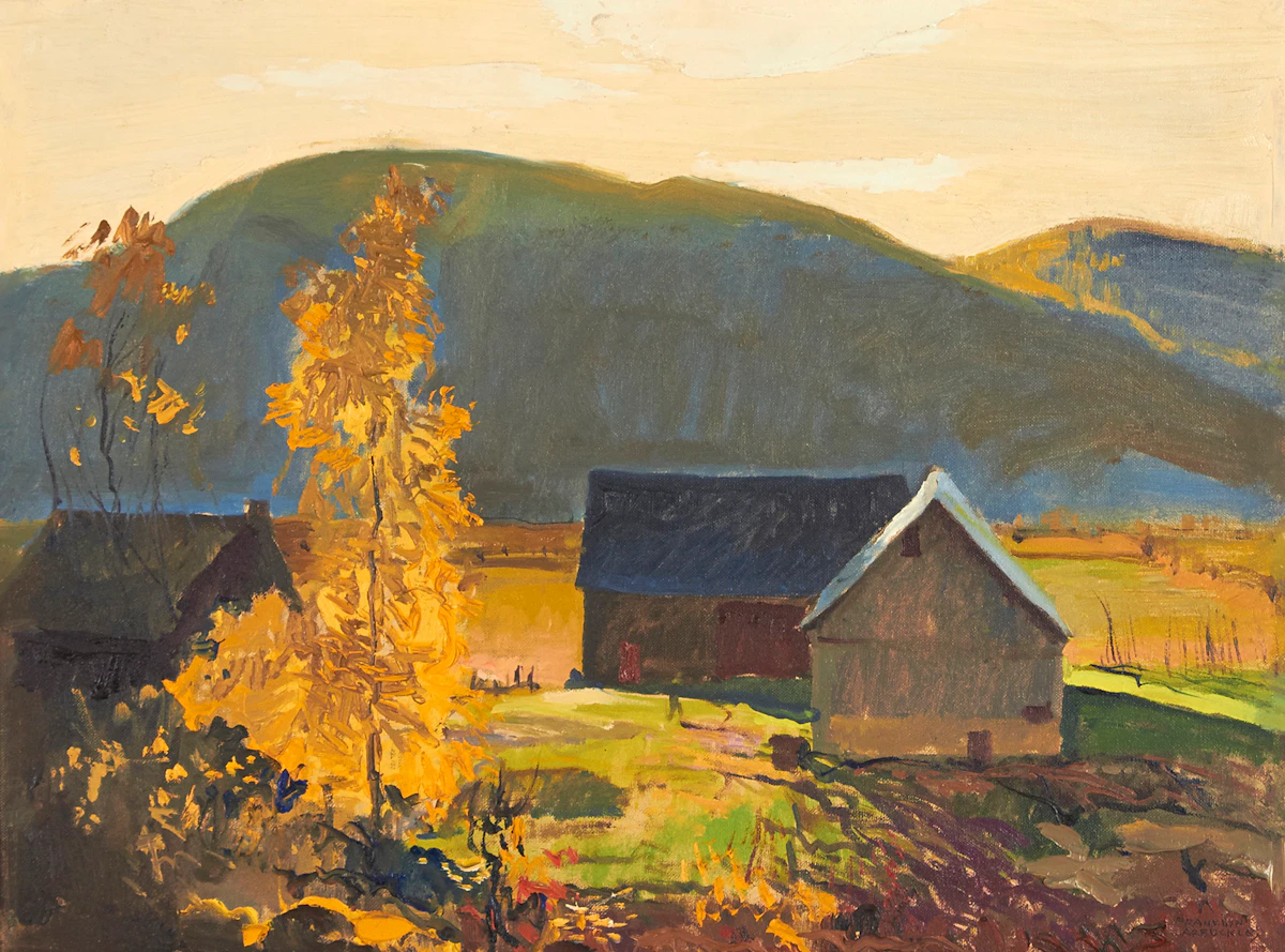 George Franklin Arbuckle, Farm in Fall, oil on board