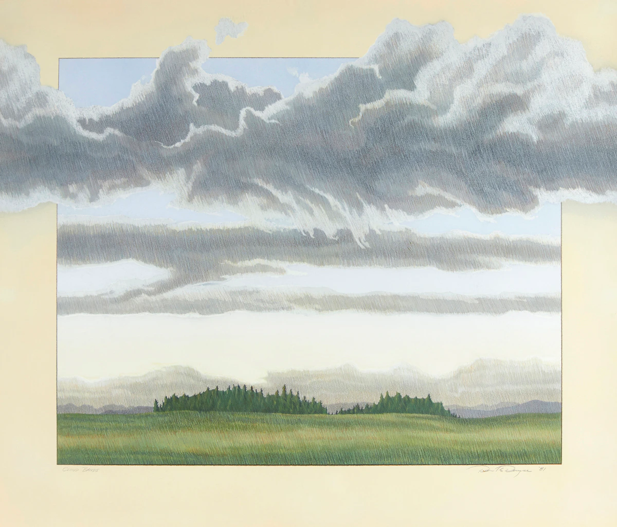 David Denyse, Cloud Bands, mixed media on paper, 1981