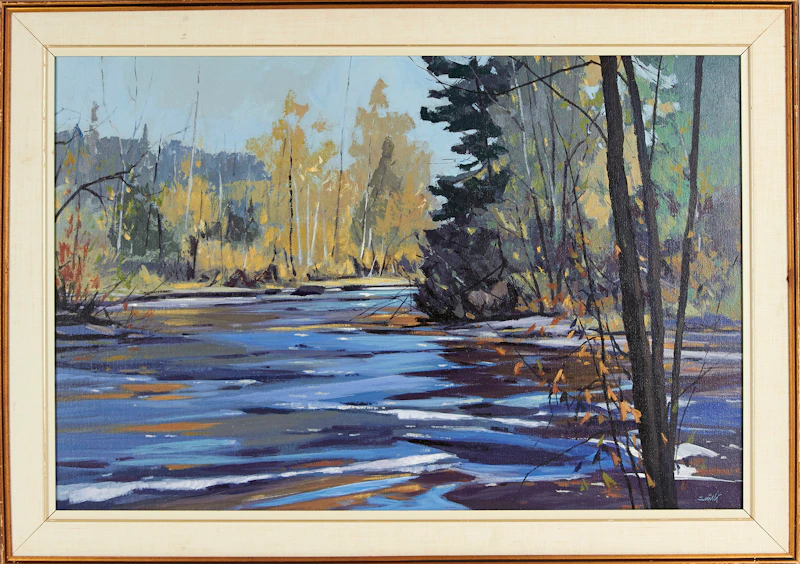 Donald Appelbe Smith, Madawaska Blue and Gold, acrylic on canvas, 1980 - view 2