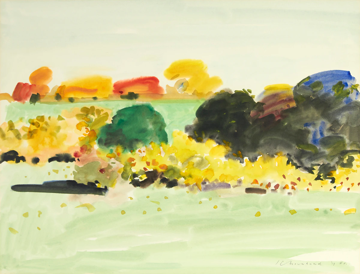 Kenneth Campbell Lochhead, Fall Light, watercolour, 1979