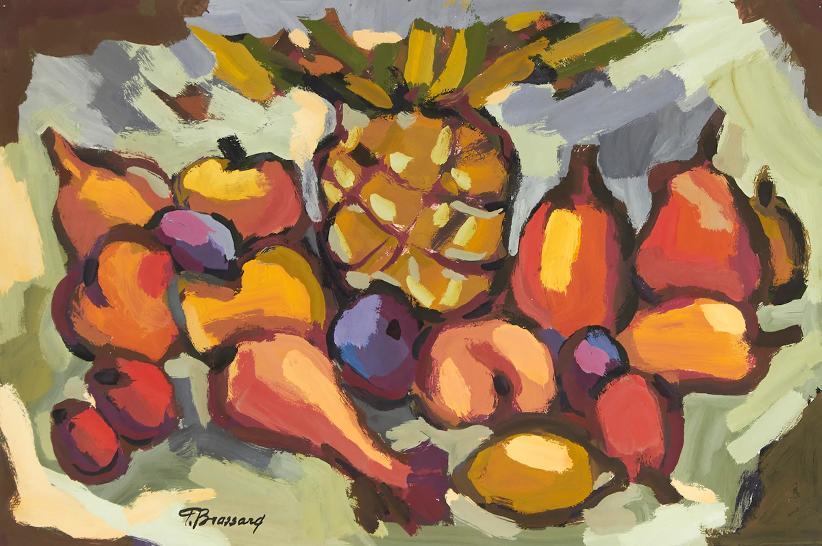 Thérèse Brassard, Still Life with Fruit, oil on paper