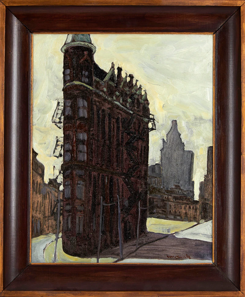 Robert Francis Michael McInnis, Flatiron Building, Toronto, oil on canvas, 1973 - view 2