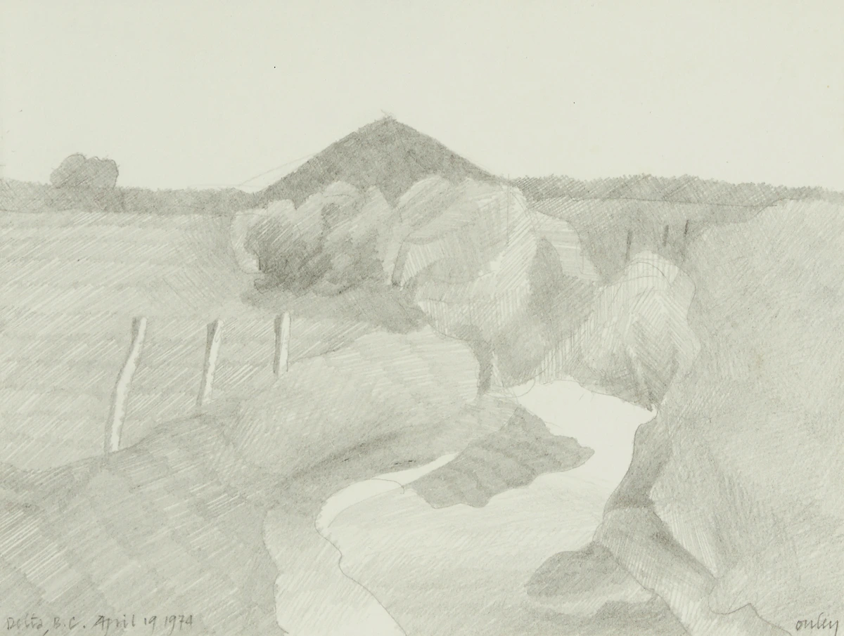 Toni Onley, Delta, BC, graphite, 1974
