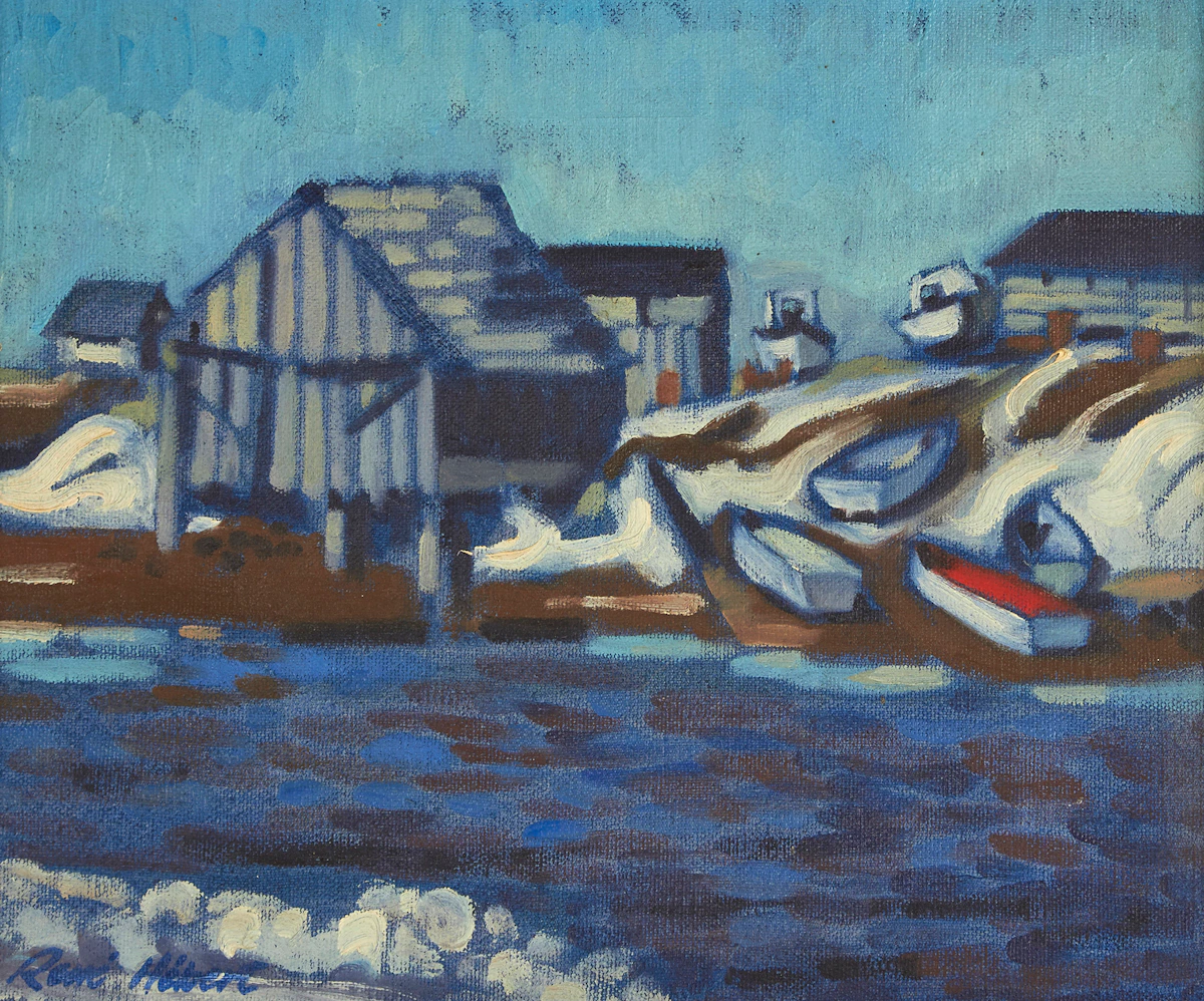 René Hébert, Shoreline Landscape, oil on canvas