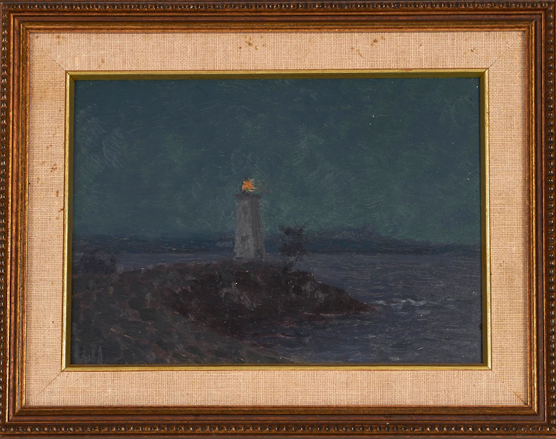 Robert Harris, Lighthouse Rock In Evening, Dalhousie, N.B., oil on board - view 2