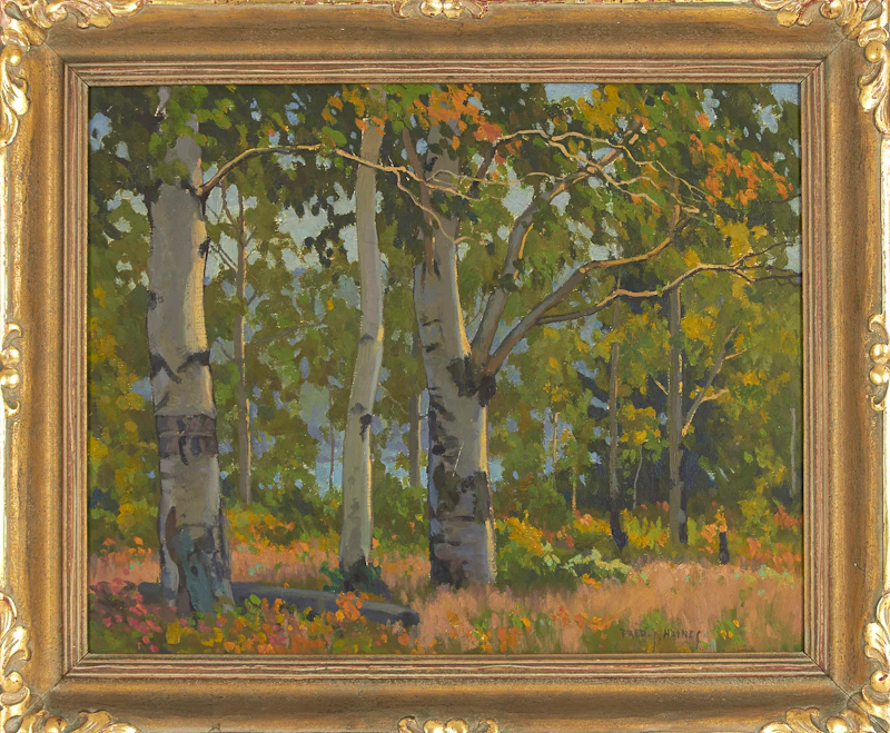 Frederick Stanley Haines, Birches, Dark Lake, oil on board - view 2